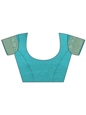 striped woven saree with blouse - 17656413 - Standard Image - 3