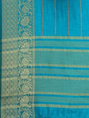 striped woven saree with blouse - 17656413 - Standard Image - 4