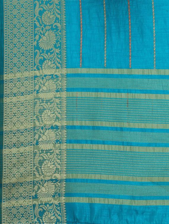 striped woven saree with blouse - 17656413 - Zoom Image - 4