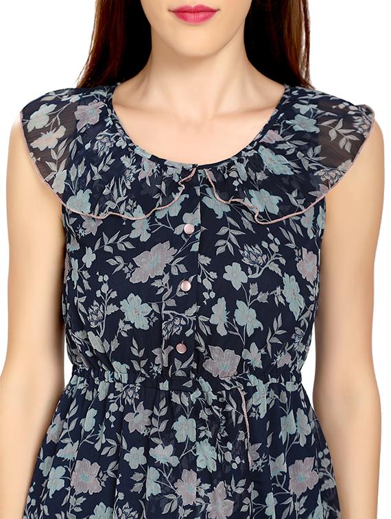 round neck floral ruffle dress - 17656833 - Zoom Image - 4