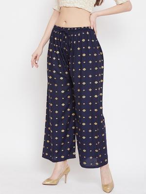 navy blue rayon palazzos - 17656921 - Standard Image - 2