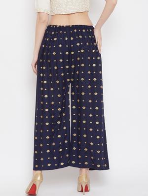 navy blue rayon palazzos - 17656921 - Standard Image - 3