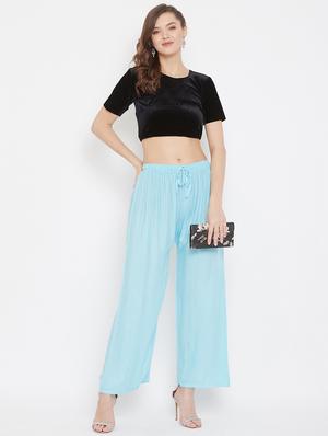 light blue rayon palazzos - 17656928 - Standard Image - 3
