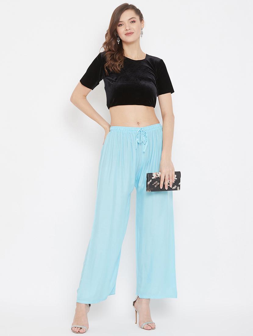 light blue rayon palazzos - 17656928 - Zoom Image - 3