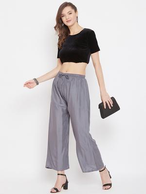 grey rayon palazzos - 17656929 - Standard Image - 4