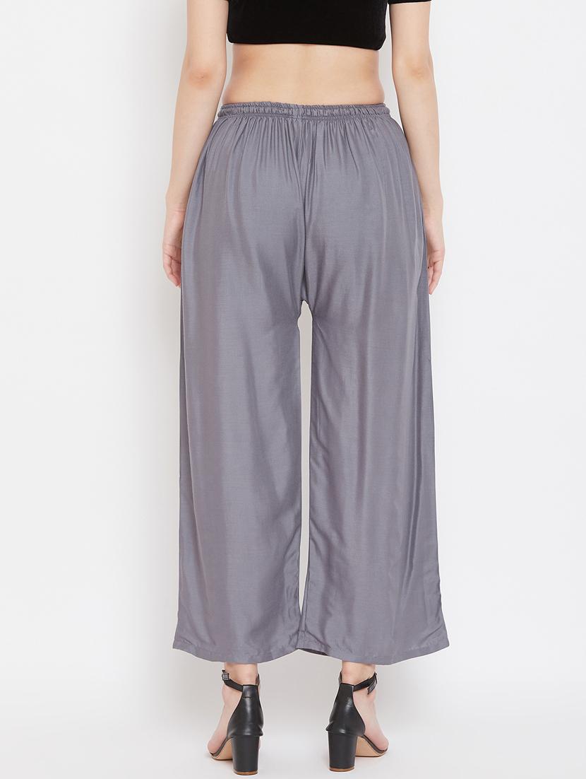 grey rayon palazzos - 17656929 - Zoom Image - 3