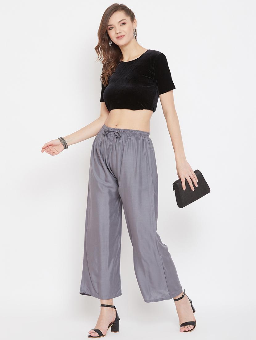 grey rayon palazzos - 17656929 - Zoom Image - 4
