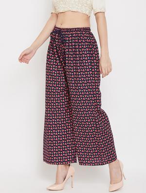 navy blue rayon palazzos - 17656940 - Standard Image - 2