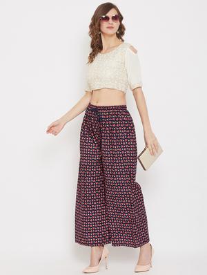 navy blue rayon palazzos - 17656940 - Standard Image - 4