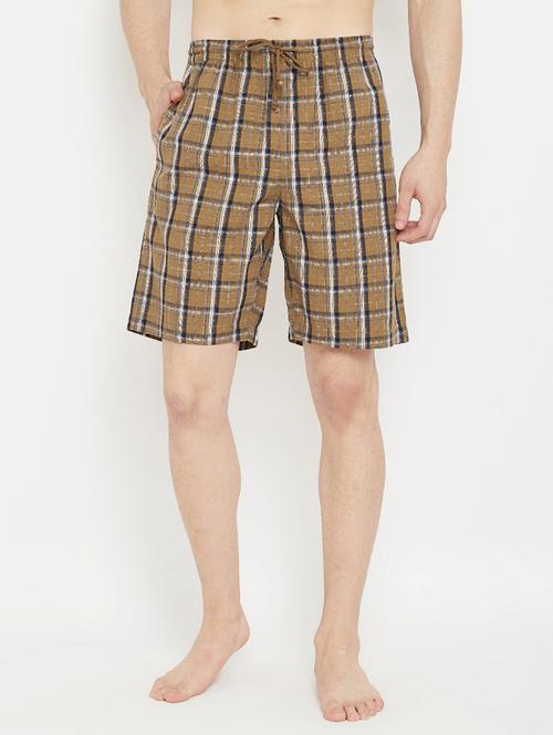 brown checkered shorts - 17657030 - Standard Image - 1