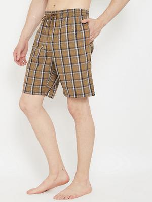 brown checkered shorts - 17657030 - Standard Image - 2