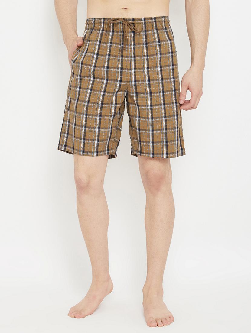 brown checkered shorts - 17657030 - Zoom Image - 1