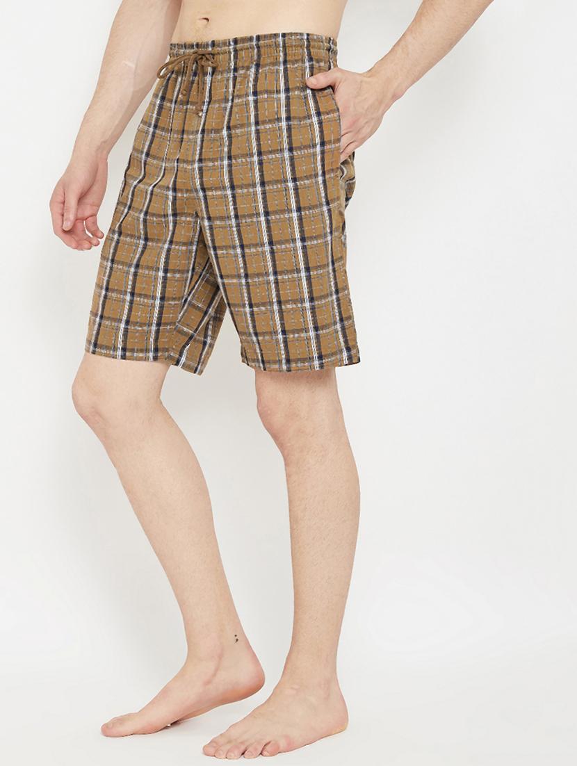 brown checkered shorts - 17657030 - Zoom Image - 2