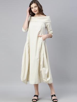 drape detail off shoulder dress - 17657084 - Standard Image - 2
