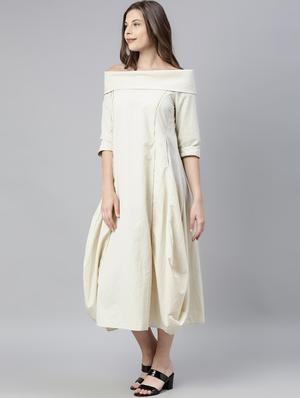 drape detail off shoulder dress - 17657084 - Standard Image - 3