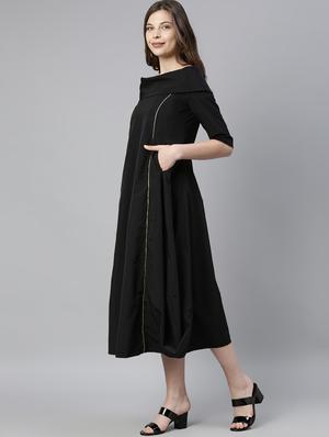 drape detail off shoulder dress - 17657085 - Standard Image - 3