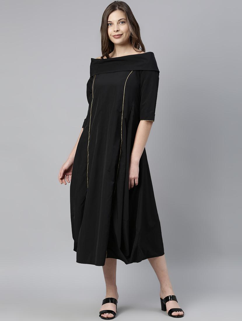 drape detail off shoulder dress - 17657085 - Zoom Image - 2