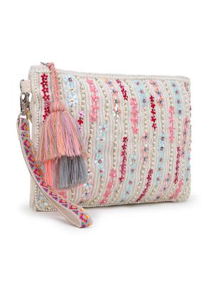cream embellished handloom sling bag - 17657530 - Standard Image - 4