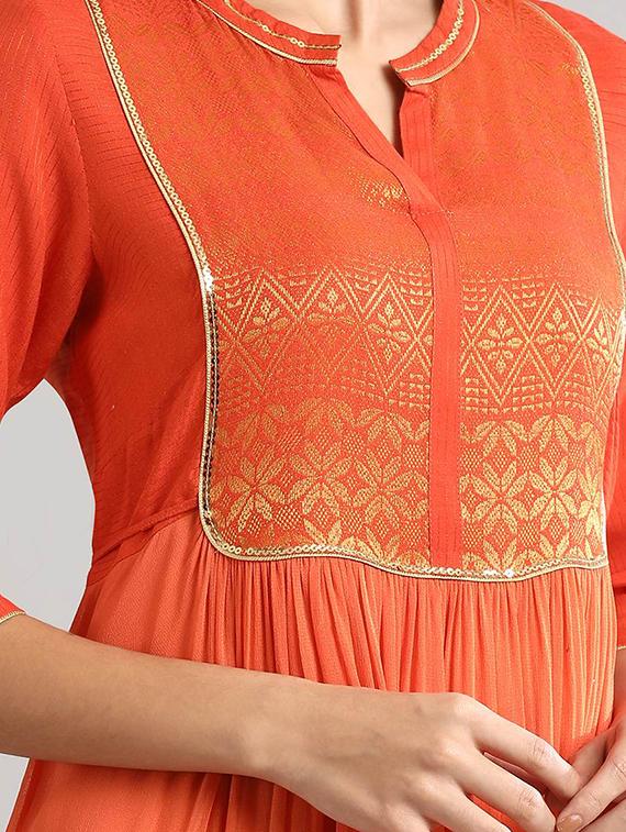 zari work a-line ethnic dress - 17657638 - Zoom Image - 4