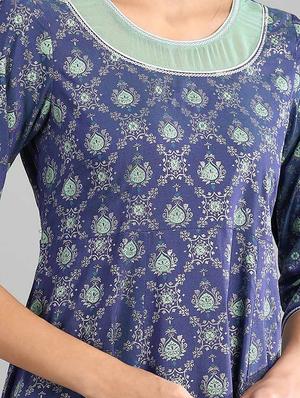 blue viscose aline kurta - 17657643 - Standard Image - 4