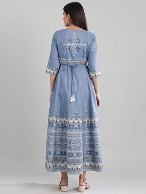 printed flared kurta - 17657645 - Standard Image - 3