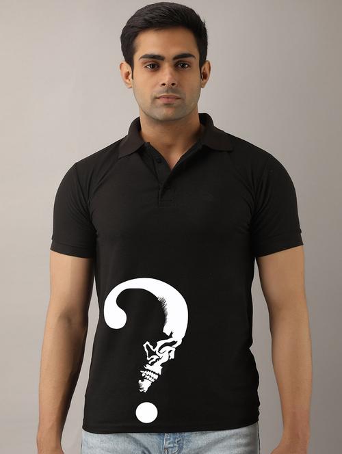 black typographic polo t-shirt - 17657721 - Very Small Image - 1