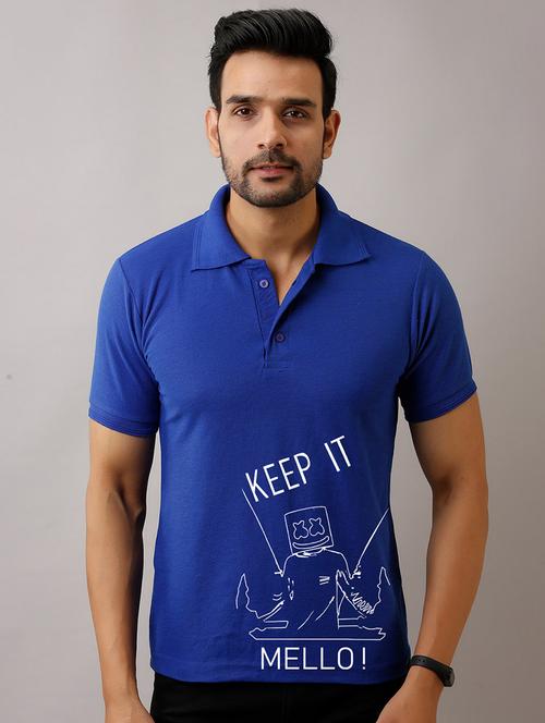 blue typographic polo t-shirt - 17657730 - Very Small Image - 1