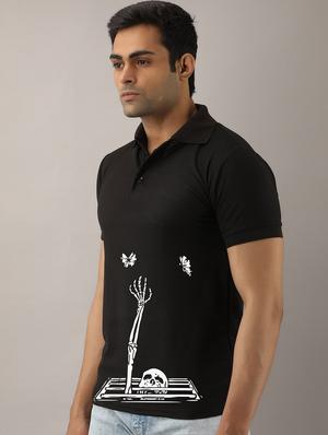 black printed polo t-shirt - 17657731 - Standard Image - 2