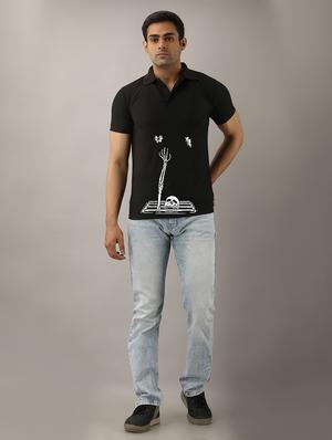 black printed polo t-shirt - 17657731 - Standard Image - 4