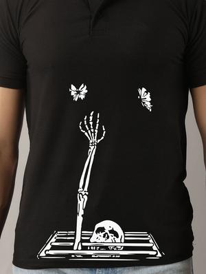 black printed polo t-shirt - 17657731 - Standard Image - 5