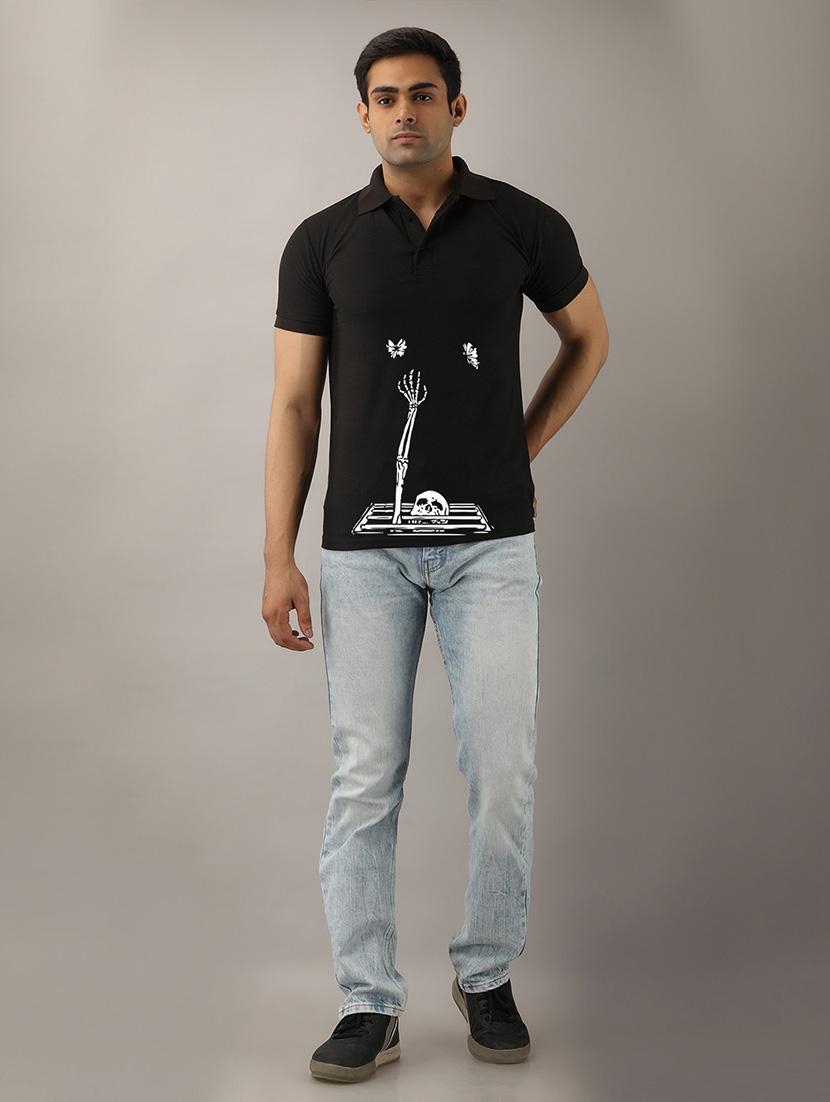 black printed polo t-shirt - 17657731 - Zoom Image - 4