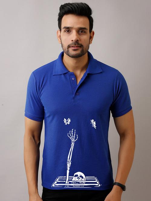 blue printed polo t-shirt - 17657735 - Very Small Image - 1