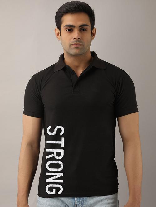 black typographic polo t-shirt - 17657741 - Very Small Image - 1
