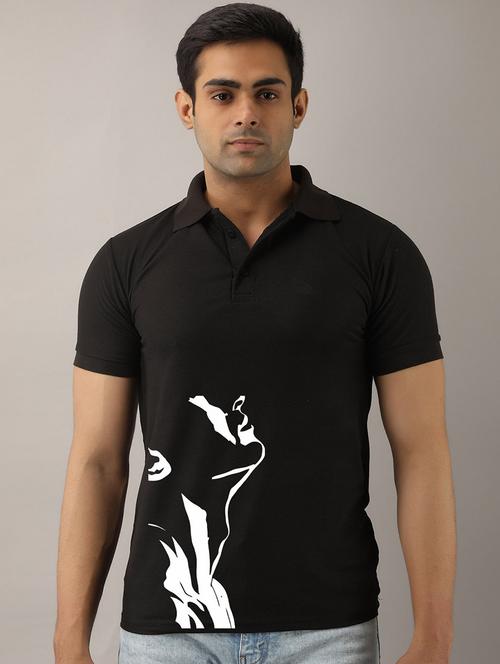black printed polo t-shirt - 17657746 - Very Small Image - 1