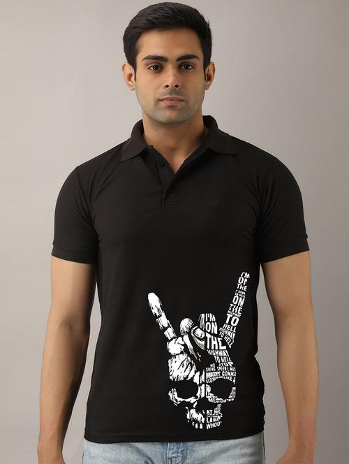 black printed polo t-shirt - 17657761 - Very Small Image - 1