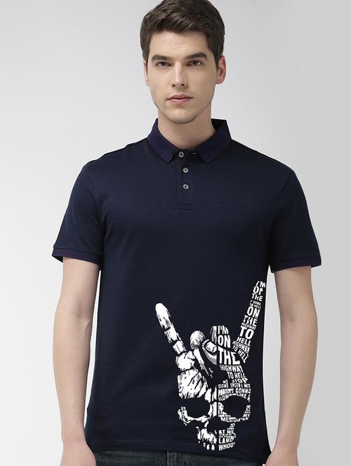 blue printed polo t-shirt - 17657762 - Very Small Image - 1