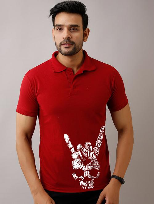 red printed polo t-shirt - 17657764 - Standard Image - 1