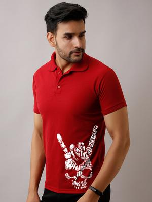 red printed polo t-shirt - 17657764 - Standard Image - 2