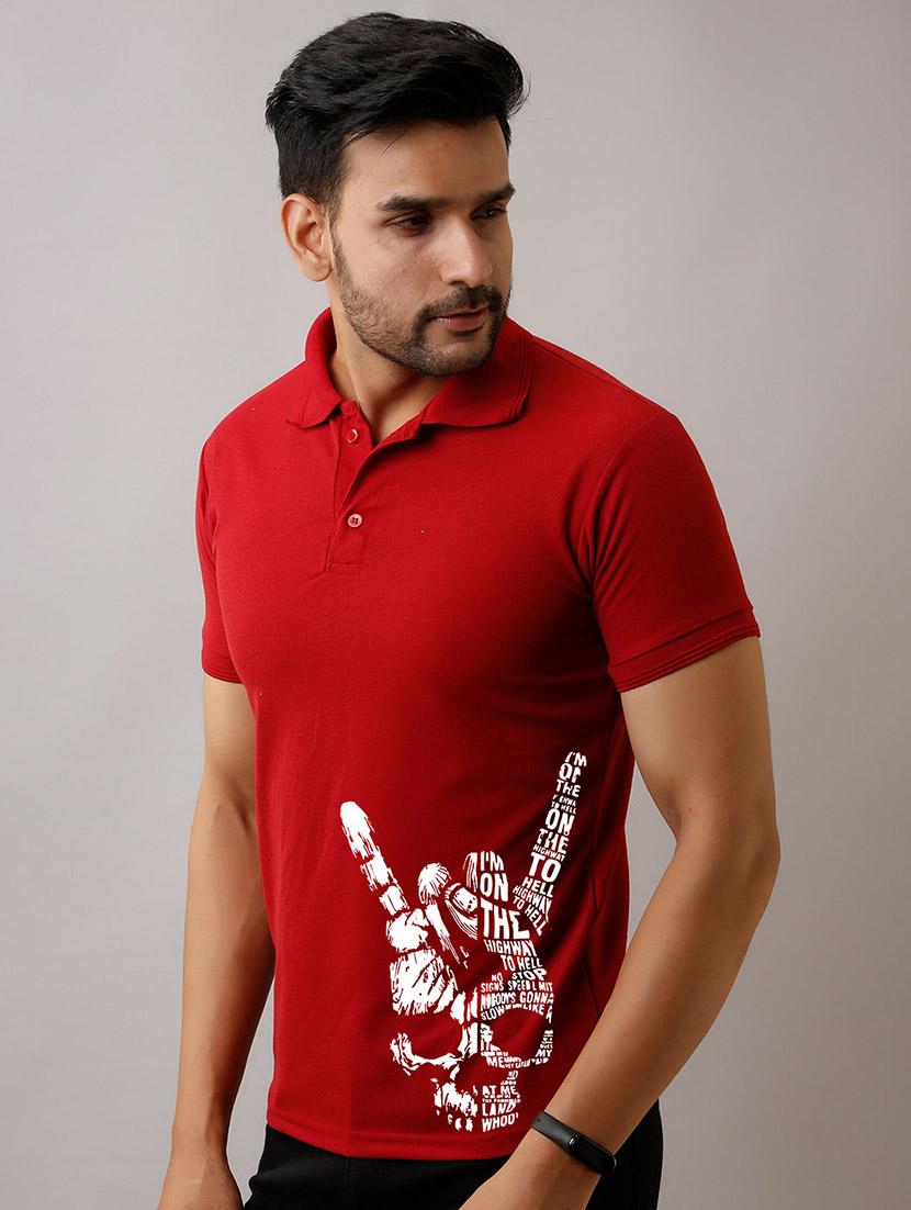 red printed polo t-shirt - 17657764 - Zoom Image - 2