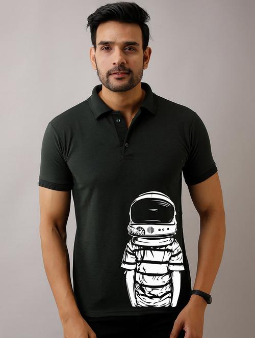 green front print polo t-shirt - 17657768 - Very Small Image - 1