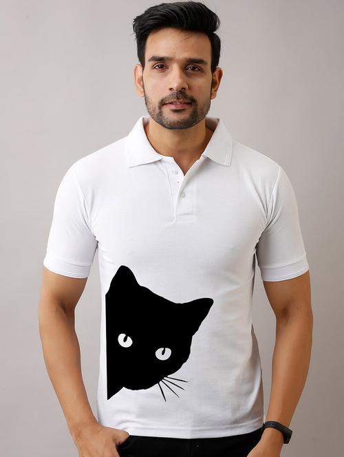 white front print polo t-shirt - 17657774 - Standard Image - 1
