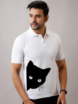 white front print polo t-shirt - 17657774 - Standard Image - 2