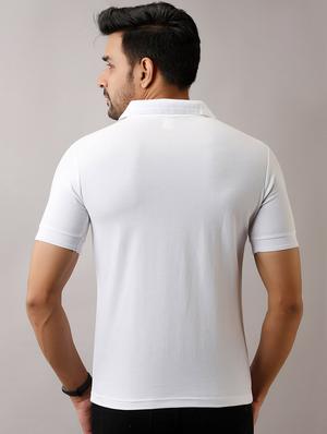 white front print polo t-shirt - 17657774 - Standard Image - 3