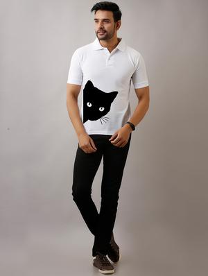 white front print polo t-shirt - 17657774 - Standard Image - 4