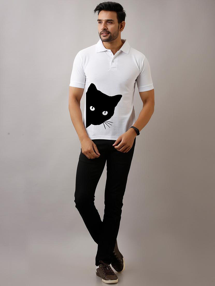 white front print polo t-shirt - 17657774 - Zoom Image - 4