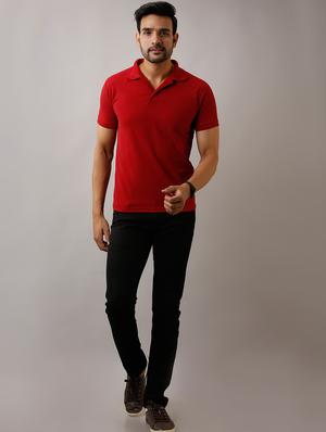 maroon solid polo t-shirt - 17657780 - Standard Image - 4