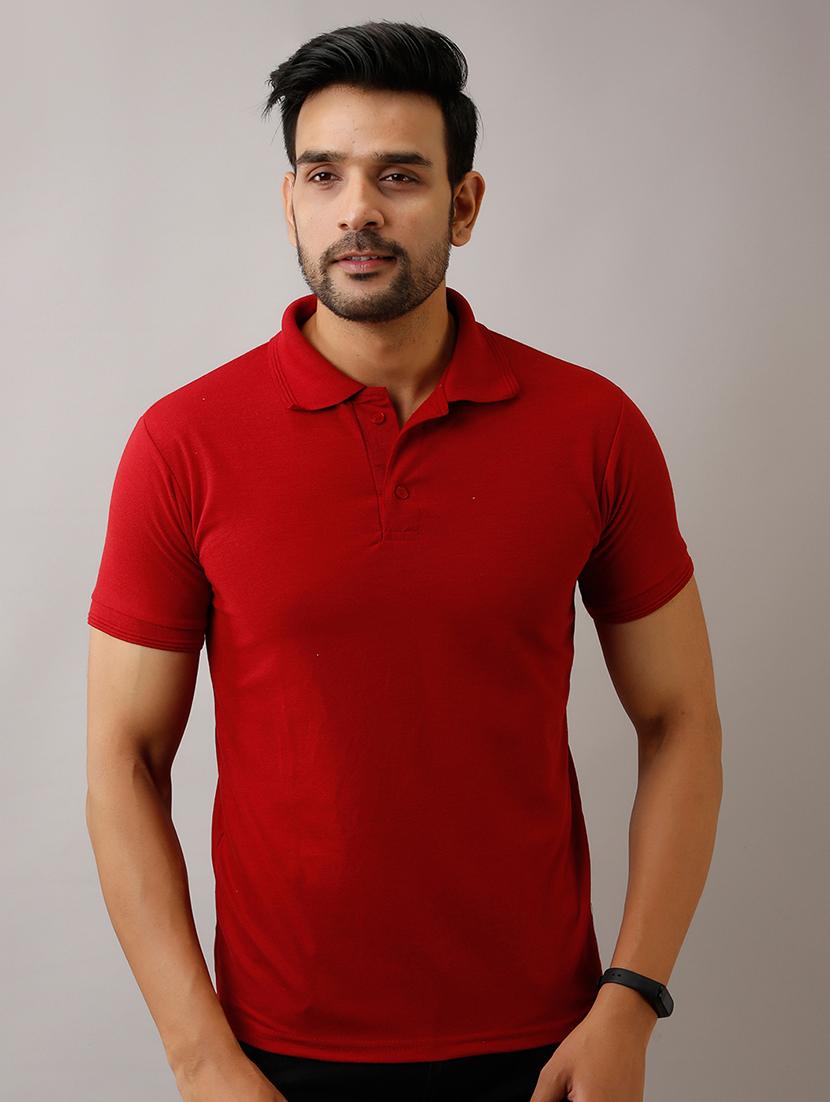 maroon solid polo t-shirt - 17657780 - Zoom Image - 1
