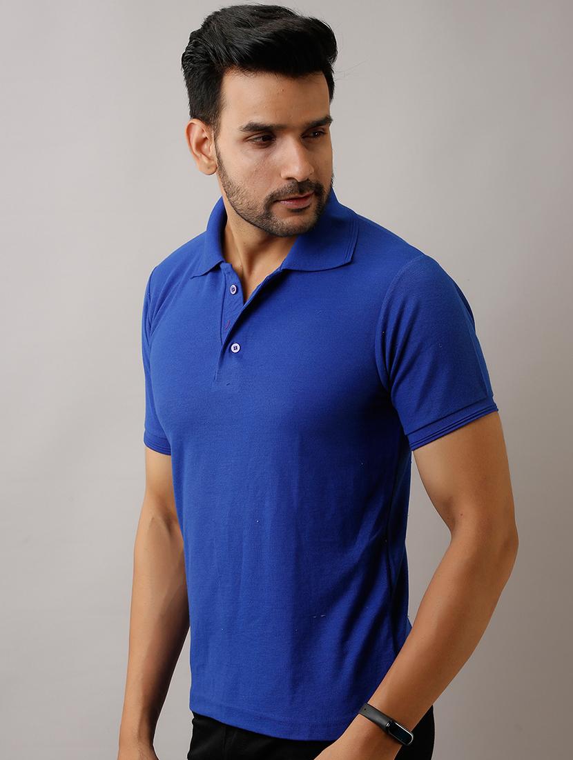 blue solid polo t-shirt - 17657783 - Zoom Image - 2
