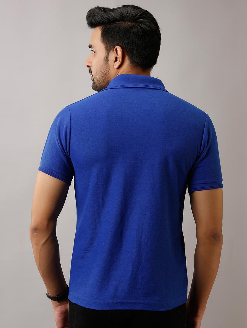 blue solid polo t-shirt - 17657783 - Zoom Image - 3