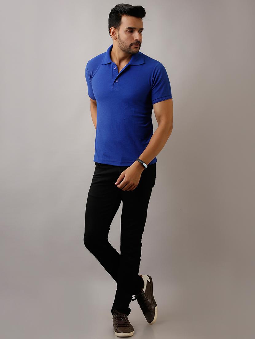 blue solid polo t-shirt - 17657783 - Zoom Image - 4